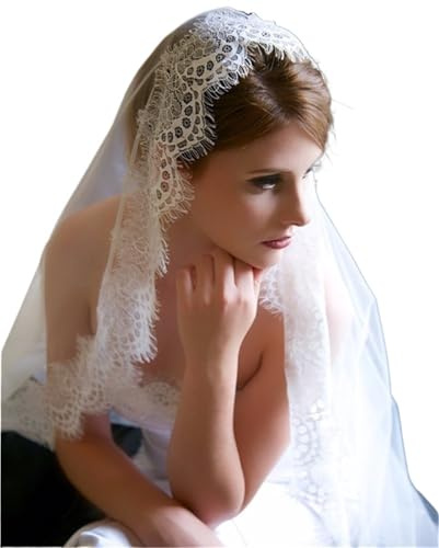 JBJYGSG Schleier Braut Wimpernspitze 1,5 m/3,0 m lang, hochwertiger Brautschleier, weiß/elfenbeinfarbener Hochzeitsschleier, Hochzeitszubehör