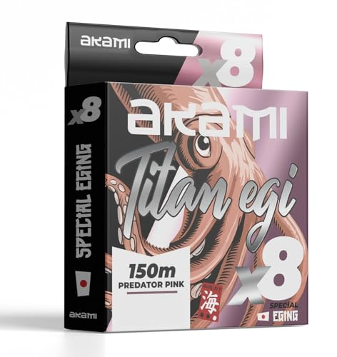 Akami TITAN EGI X8 150 m – Trecciato PE 8 Capi Tecnologia Giapponese, Rosa Eging, Alta Resistenza - Perfetto per la Pesca a Eging e per la cattura di Calamari e Seppie