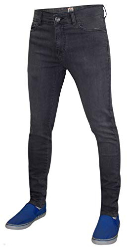 Enzo New Mens Designer Stretch Super Skinny Denim Jeans Blue Black All Waist Grey 32 W X 30L