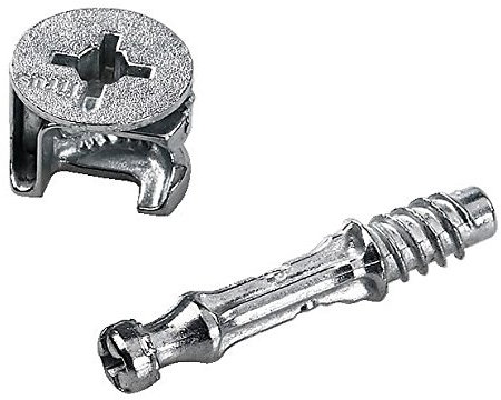 Merriway BH06022 Flat Pack Furniture Cabinet Fixing Screw Locking Cam Bolt Nut (15mm x 11.5mm) And Dowel (M6 x 42mm), Set of 10 Piece