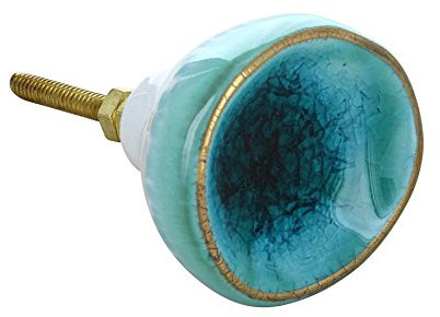 G Decor Rhodes Ceramic Door Knob Vintage Shabby Chic Cupboard Drawer Pull Handle (Sea Blue)