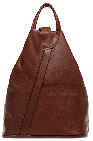 Caspar 2in1 Leder Rucksack Schultertasche Sportlich Elegante Damen Handtasche - SIGNATURE LINE - Modell No.782 - Made in Italy, Farbe:marone, Accessoires:One Size