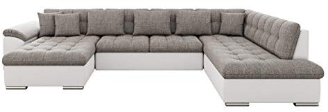 Mirjan24 Eckcouch Ecksofa Niko, Design Sofa Couch mit Schlaffunktion U-Sofa Große Farbauswahl Wohnlandschaft (Ecksofa Links, Soft 017 + Lawa 05)
