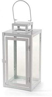 Lanterna Porta Candele 15 * 15 * 32 cm in Metallo Bianco Serie Industrial 765018