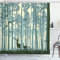 ABAKUHAUS Hirsch Duschvorhang, Tiere in nebligen Wald, Stoffliches Gewebe Badezimmerdekorationsset mit Haken, 175 x 180 cm, Schwarz Weiß Grau