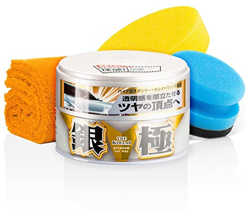 detailmate Wachs Set: Soft99 Extreme Gloss Wax The Kiwami Light, Carnauba Autowachs Lackversiegelung mit Schwamm, 200g, orange Baby Poliertuch Ultra Flauschiges Mikrofaser Poliertuch 550 GSM