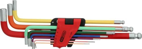 KS Tools 151.4420 Juego de llaves Allen con cabeza de bola, extralargas, 9 pzs