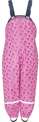 Playshoes Matschhose Regenlatzhose Ungefüttert Unisex Kinder Wind- und wasserdichte Regenhose Regenbekleidung, Herzchen, 128