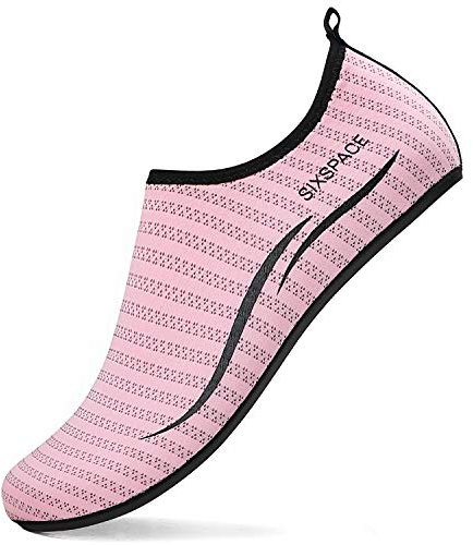 Sixspace Herren Damen Badeschuhe Wasserschuhe Aquaschuhe Strandschuhe Schnell Trocknend Slip on Breathable Schwimmschuhe Surfschuhe für Beach Pool Surfen Yoga Rosa(Lieferantengröße 39 EU)