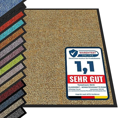 etm Non-slip Dirt Trapper Mat Absorbent Heavy-duty Entrance Mat for Indoor and Outdoor (Beige, 90 x 120 cm) Washable Door Mat Barrier Mat Front Doormat