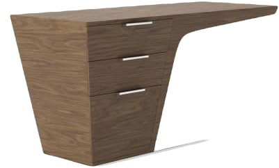 Angel Cerdá - Schreibtisch aus Nussbaumholz - Moderner Bürotisch mit Soft-Closing-Schubladen - Arbeitstisch mit verchromtem Stahlfuß - widerstandsfähig und vielseitig - 150 x 60 x 76 cm