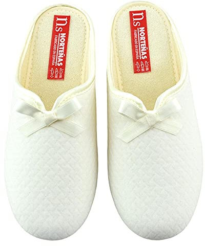 NORTEÑAS - Zapatilla de Entretiempo Forrada de Rizo. Cuña incorporada. 151134 Lona Mujer Color: Crudo Talla: 36