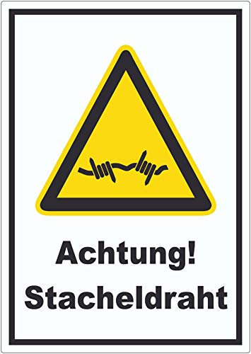 Achtung Stacheldraht Aufkleber A6 (105x148mm)