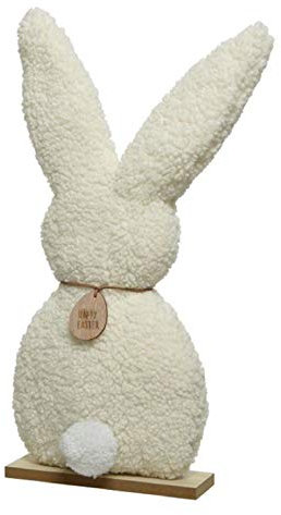 Kaemingk frühlingshafter putziger Deko-Hase Osterhase als Silhouette aus plüschigem Teddystoff in verschiedenen Größen (cremeweiß groß ca. 48 cm hoch)