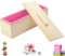 Moule a Savon, Moule en Silicone avec Boîte en Bois, Moulle à Savon Silicone Rectangulaire, Moule Rectangulaire en Silicone Flexible, pour la Fabrication de Savons, Muffins, Chocolats, Biscuits