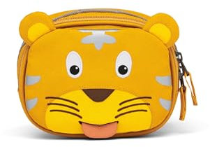 Affenzahn Lenkertasche mit Tiger-Motiv aus Recyceltem Material in der Farbe Gelb-Braun, Maße: 15cm x 8cm x 11cm, AFZ-HBB-001-001