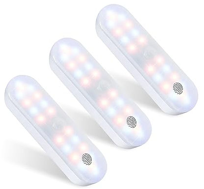 MERTTURM Wireless Motion Sensor Night Light, 3 Motion Modes x 3 Colors x Brightness Dimmable Cabinet Light,1600mAh Rechargeable&Touch Control Magnetic Light to Wardrobe, Closet, Hallway, Stair[3PACK]