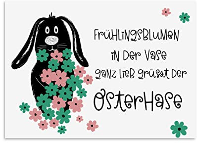 Nastami Osterkarte Postkarte Ostern Geschenk Ostern (Osterhase BLUMEN)