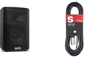 ALTO PROFESSIONAL TX308 – 350W Active PA Speaker with 8 Inch Woofer for Mobile DJ and Musicians, Small Venues, Ceremonies and Sports Events & Stagg SAC3PXM DL 3m/10 ft Deluxe XLR Male to Jack Cable