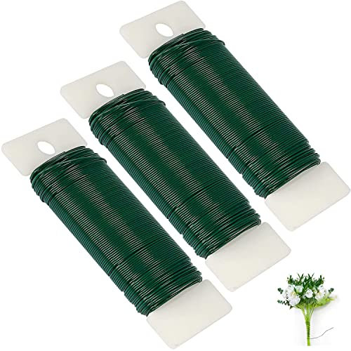 Zeanla Paquete de 3 alambres verdes florales, 118 yardas, calibre 22, alambre flexible, alambre de floristería, alambre verde, alambre de Navidad para manualidades, coronas de Navidad, árbol,