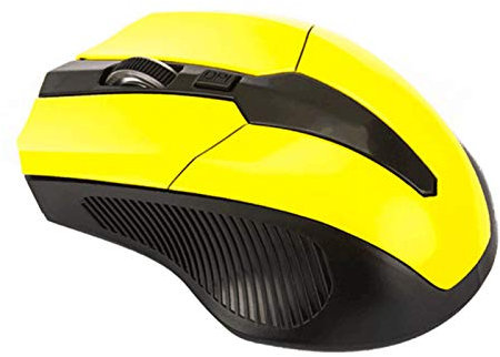 Souris sans fil 2.4 GHz 4 touches réglables 1600 DPI Souris optique sans fil colorée longue durée de vie Souris sans fil pour PC portable Jaune