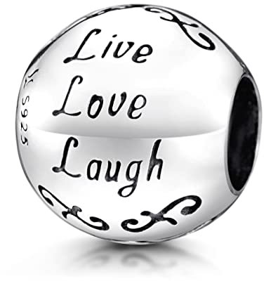 MATERIA by Matthias Wagner Damen Charms Anhänger Silber 925 Beads mit Gravur 'Live Love Laugh' 1408
