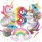 Luftballon Einhorn für Mädchen 8. Geburtstag Dekoration - Folie Runde Regenbogen Sterne und Zahl 8 Folienballon für Geburtstagsdeko Mädchen 8 Jahr Einhorn Thema Partydekorationen