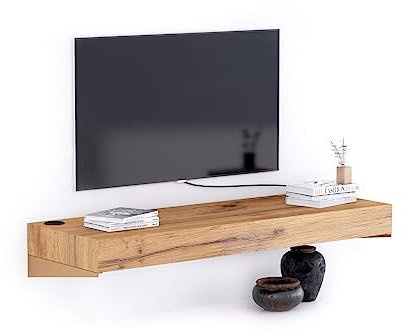Mobili Fiver, Support TV Mural Evolution 120x40, Bois Rustique avec Chargeur sans Fil, Made in Italy
