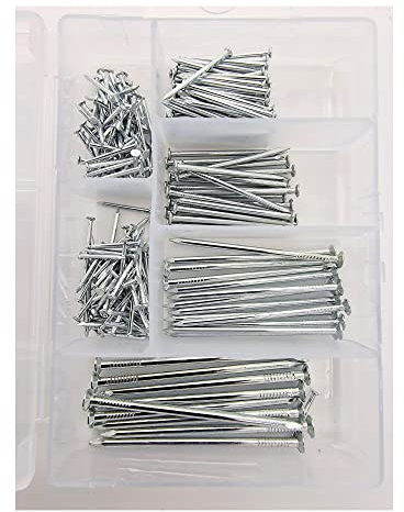 ZYBUX - 250pk Assorted Nails for Wood – Iron Nails for Hanging Pictures Long, Medium and Small Wall Nails for DIY and Crafts, Home Decor, Woodwork, Furniture and Construction