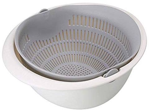 CAZARU Escurridor de Cocina, Cuenco, colador para Lavar arroz, cestas, colador de Cocina, Fideos, Verduras, Frutas, Cesta de Almacenamiento de Drenaje Doble