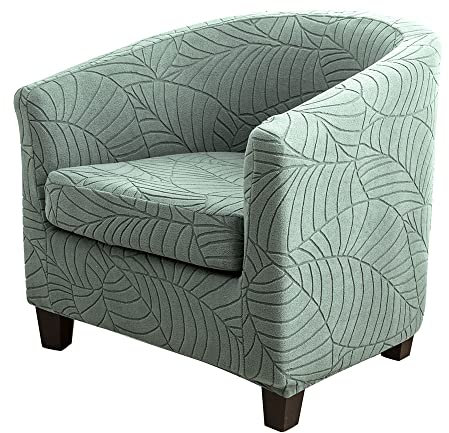 Highdi Housse de Fauteuil Cabriolet Chesterfield en Jacquard Motif de Feuille Extensible avec Housse de Siège, épaissir Couverture de Fauteuil Antidérapant Housse de Canapé (Vert)