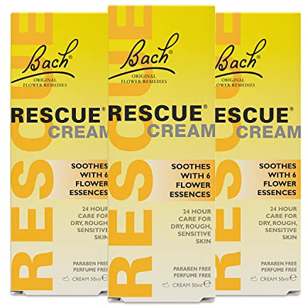GB Rescue Cream 50ml 3 Pack Bundle, 24 Hour Moisturising Cream with Flower Essences for Emotional Wellness and Balance, Fragrance Free, Only for Skin, 3 x 50 ml