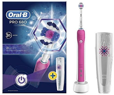 ORAL B PRO 680 [Toothbrush+CASE] Pink, (Pack of 1)