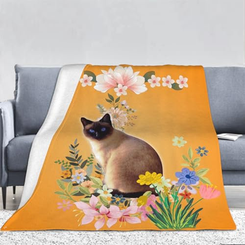 3D Katzenmotiv Kuscheldecke Flauschig Flanell Blumen Decken Wohndecke Flanelldecke Sofadecke Couchdecke Geschenke für Kinder Erwachsener Decke 130x150cm