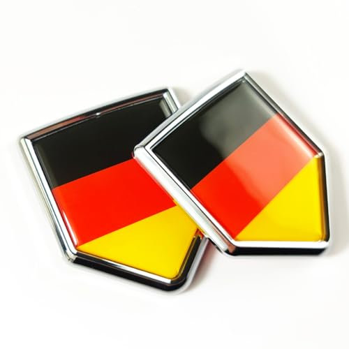 Newperlite Deutschland Flagge Aufkleber Auto Emblem Deutsche Flagge Auto Dekoration Zubehör Chrom Schild für LKW Fahrzeuge Autos, 2 Stück