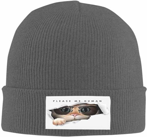 Warme Wintermütze und stilvolle dunkelgraue Strickmütze für Damen und Herren, Panther Sketchy Black Minimalist Beanies Cap, 3921c-Papier Ripped Off Beanie Hat Cap, One size
