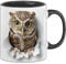 Trendation - 3D Eule Tasse Geschenk Kaffee-Becher Geschenkidee Für Eulen-Liebhaber (Schwarz)