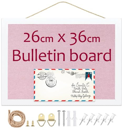 Okydoky 36 x 26cm hölzerner Rosa Rahmen Leinen Nagelbrett, Memo Board, DIY dekorative Nagelbrett, Küche, Büro, Schule und Haus Wäsche Nagelbrett (PK-WH-2636).DE