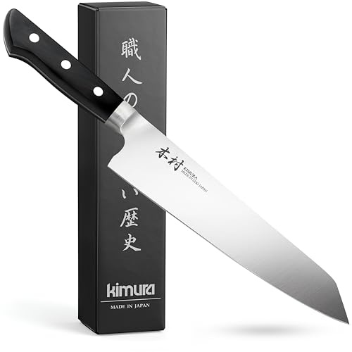 Kimura Kiritsuke Knife, [Made in Japan], 8 inch Professional Chef Knife, Ultra Sharp High Carbon Molybdenum Stainless Steel Kitchen Knives, Chefs Knife with Ergonomic Handle - Japanese Bunka Knife