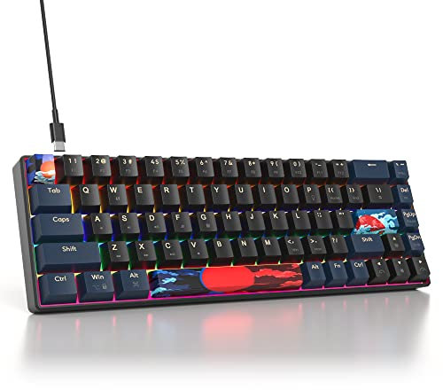 SbocKeeb Clavier Gamer Mecanique - Mini Clavier 60 Pourcent American QWERTY Filaire, 68 Keys Compact Clavier Gaming LED Rétroéclairage Switchs Rouge, USB Mechanical Keyboard Anti-ghosting