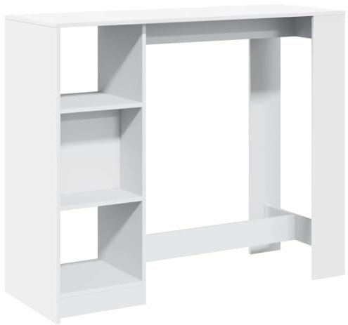 vidaXL Bartisch, Stehtisch mit Regal, Tresentisch für Küche Wohnzimmer Esszimmer, Küchentisch Loungetisch Bistrotisch, Weiß Holzwerkstoff