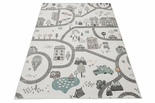 AKCILA Lima Streets, Stadtteppich, 120 x 170 cm, Kinderzimmerteppich, Babyzimmerteppich, Schlafzimmerteppich, Teppich, Kinderteppich, Kurzflorteppich für Mädchen und Jungen