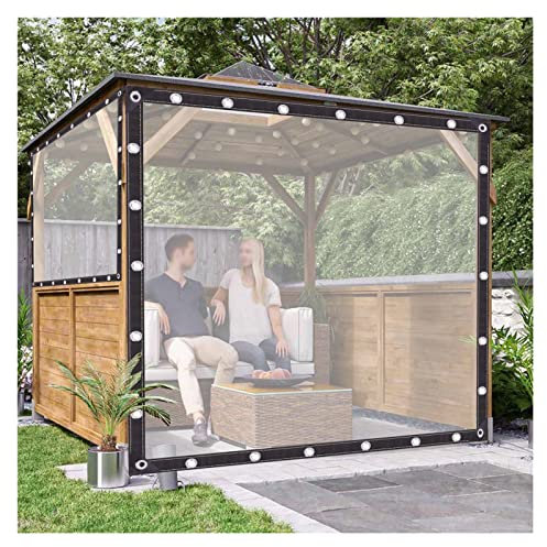 KANMR Telone Impermeabile Trasparente, Pieghevole con Occhielli Telo Protezione Carport Giardino Tenda Tendone per Balcone, Camper, Personalizzabile(1.2x2)
