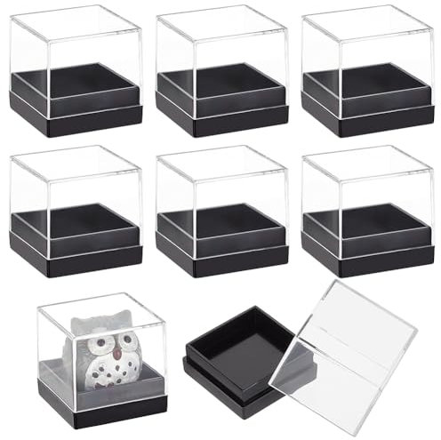 BENECREAT 12-teiliger Mineralienprobenkoffer, 42x42x32,5mm durchsichtiger Schaukasten, Würfel-Schaukasten zur Aufbewahrung von Schmuck, Aufbewahrungsbehälter, Arbeitsplatte zu Hause