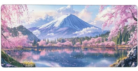 Japan Gaming Mauspad XXL 600x400x3 mm, Berg Mauspad Groß Vernähte Kanten, Mousepad mit Anti Rutsch Basis Resistent Weiche Oberfläche, Schreibtisch Unterlage für Tastatur, PC, Laptop Dekorieren-L1353