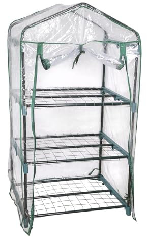 Hersig - Invernadero pequeño balcón,terraza,Jardin 3 estantes | Mini Huerto Urbano Transparente y Verde 69x49x128cm