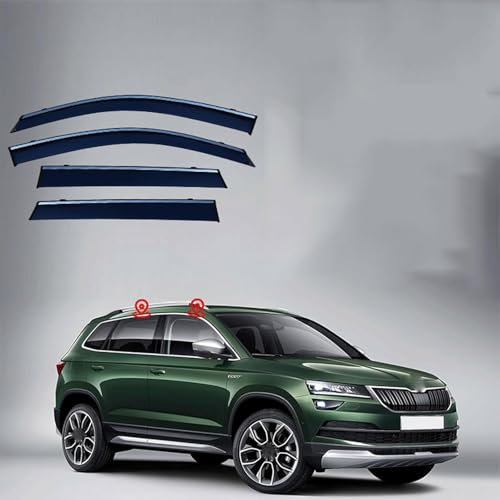 JLJTTBD 4 Stück Auto Windabweiser für Skoda Karoq Long Axis MK1-NU7 2018-2023 2024, Seitenfenster Wind Sonne Regen Visier Abweiser, Autofenster Zubehör