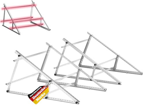 Balkonkraftwerk Halterung 2 Stück, 117cm Solarmodul Halterung Flachdachhalterung Für Solarmodule, verstellbarer Winkel 0-90° kompatibel mit Solarmodulen 100W-600W Breite