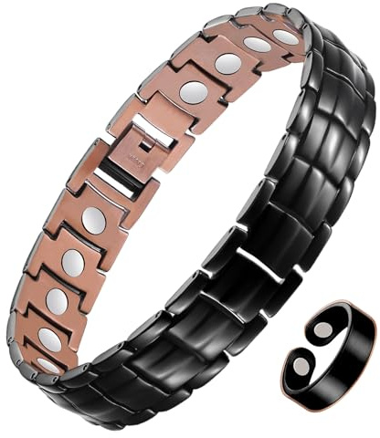 Jecanori 99,9 % Kupfer-Armband für Herren mit ultrastarken Magneten, effektives Herren-Magnetarmband und Kupferring, verstellbare Armbandlänge mit Werkzeugen und Geschenkbox.