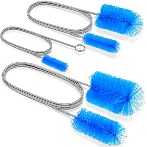 EVOULTES 66 Flexible Drain Brush Tool with Large Brush Head and Double Elastic Nylon Ends, Stainless Steel Long Tube Cleaning Brushes for Kitchen, Sink, Drain Pipe and Long Pipe Cleaning